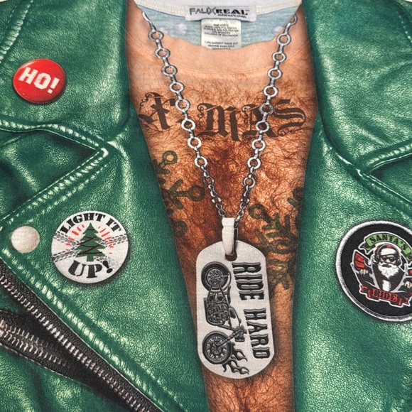 FauxReal Photorealistic Apparel Holiday Biker Shirt With Tattoo Sleeves - Picture 6 of 11